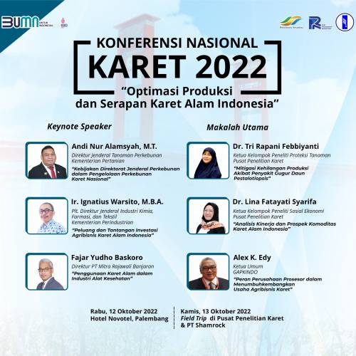 Konferensi Nasional Karet 2022 – Optimasi Produksi dan Serapan Karet Alam Indonesia